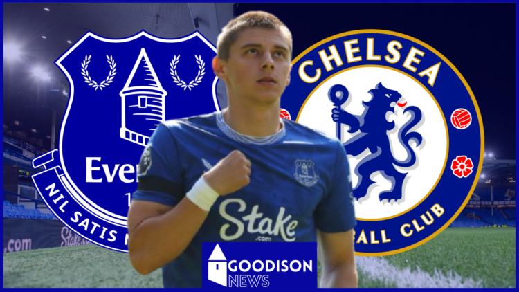 Vitaliy Mykolenko, Everton badge, Chelsea badge