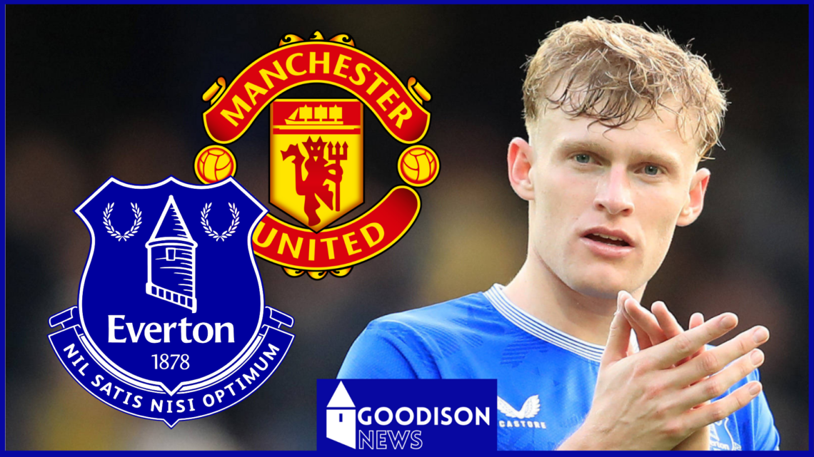 Jarrad Branthwaite Everton Manchester United badges.
