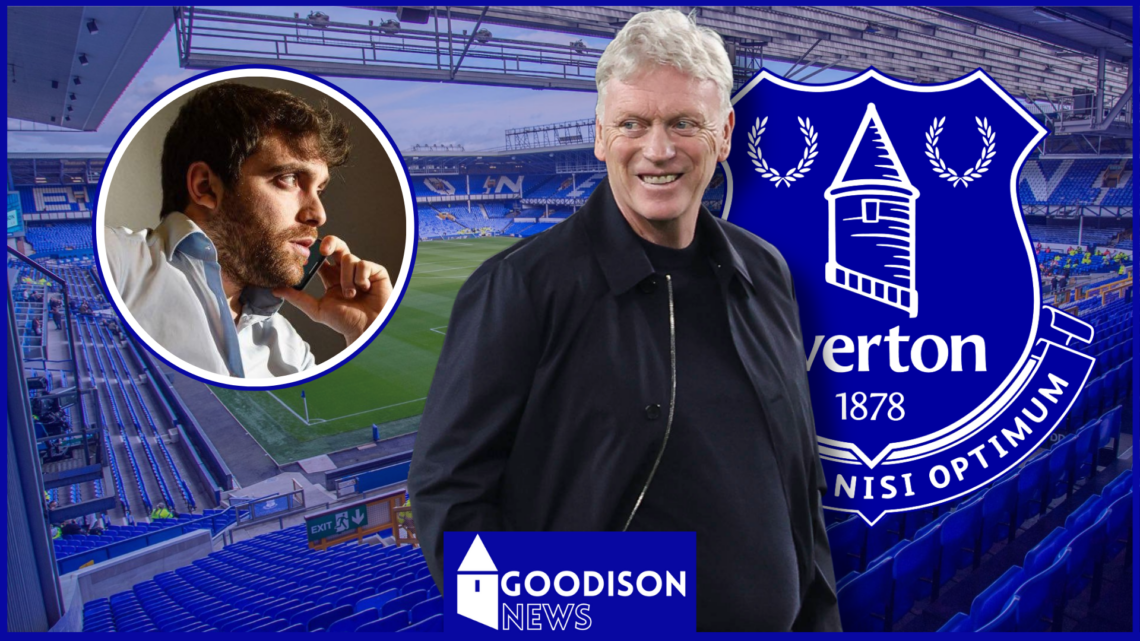 David Moyes, Fabrizio Romano in inset, Everton badge