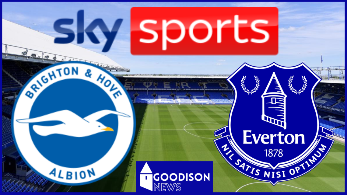 Everton badge, Brighton badge, Sky Sports logo