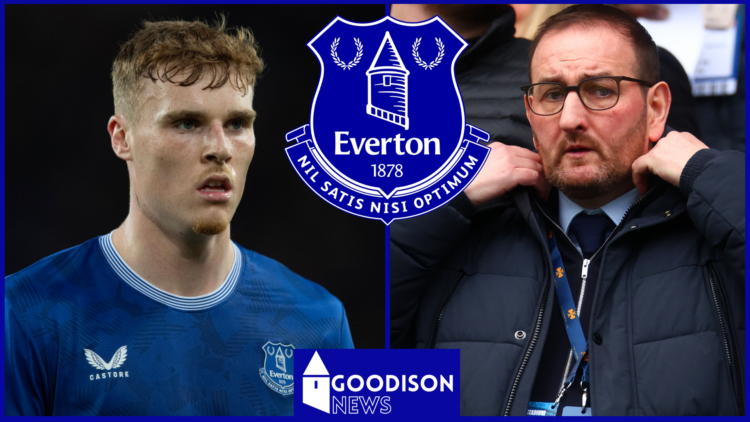 Jake O'Brien, Kevin Thelwell, Everton badge