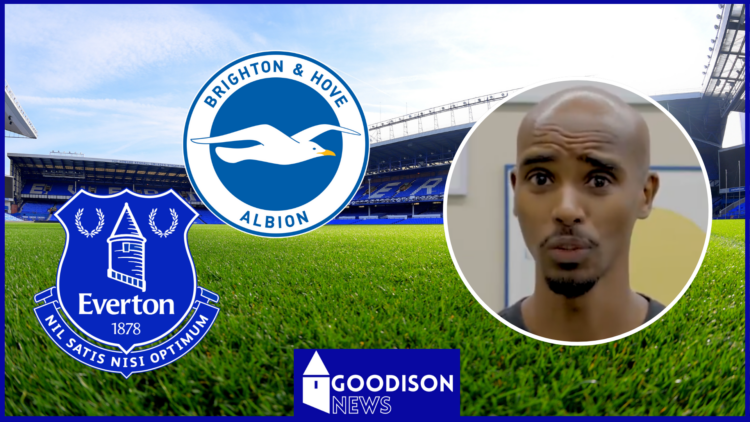 Mo Farah, Everton badge, Brighton badge