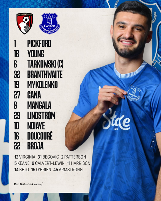 Everton confirmed XI v Bournemouth
