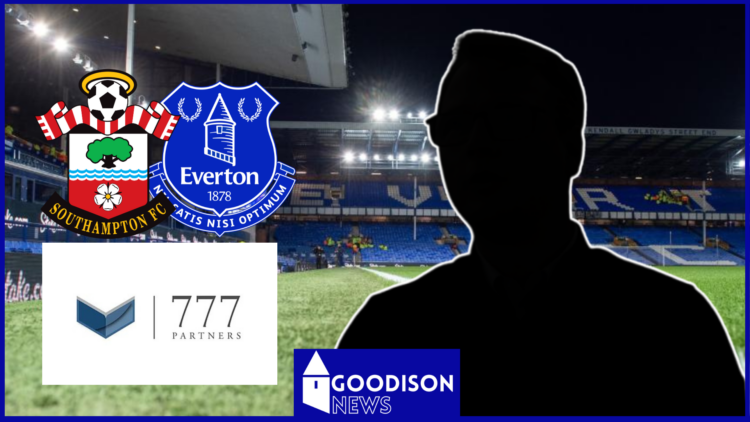 Southampton badge, Everton badge, 777 Partners logo