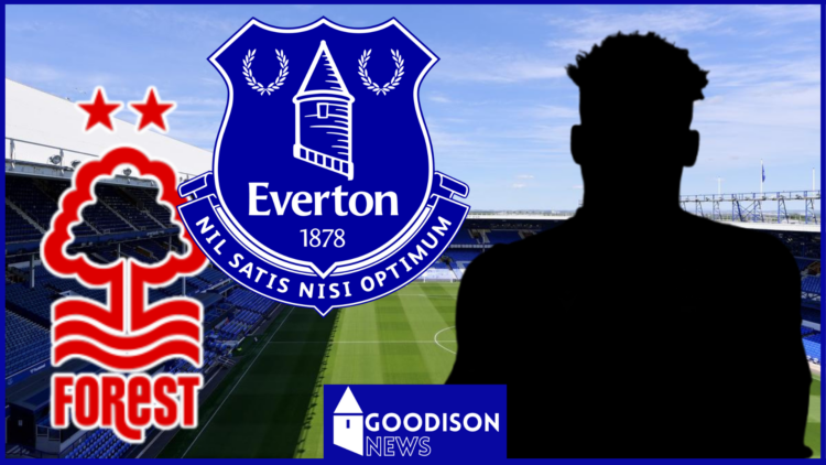 Taiwo Awoniyi, Everton badge, Nottingham Forest badge