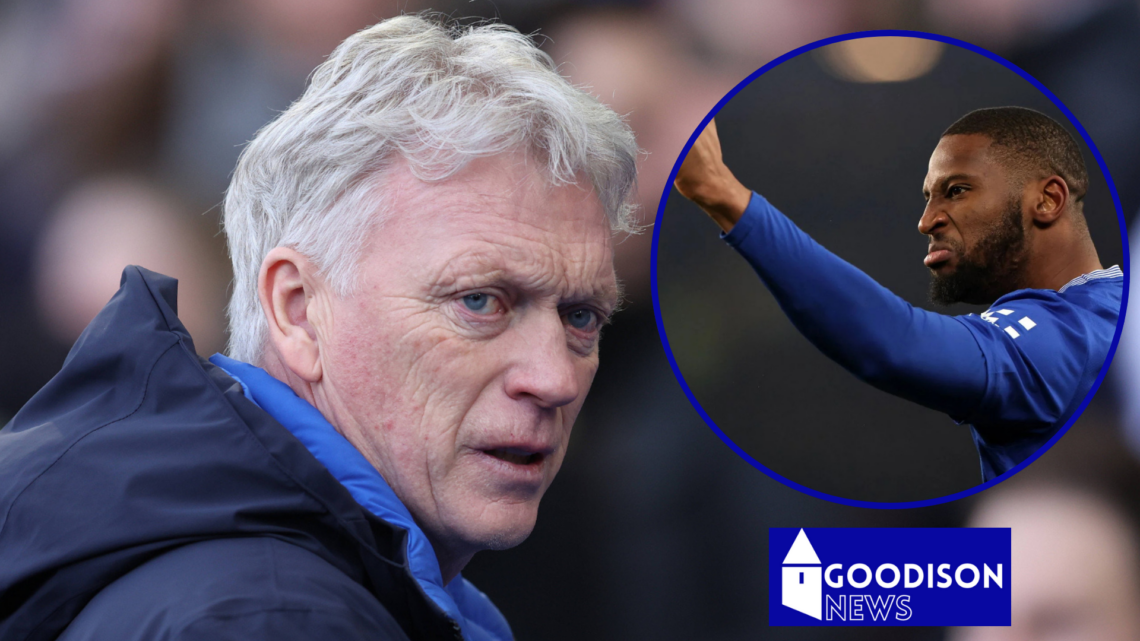 Picture of Everton manager David Moyes and Beto.