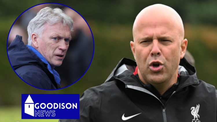 Picture of Everton manager David Moyes and Arne Slot.