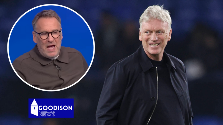 Picture of Everton boss David Moyes and Paul Merson.