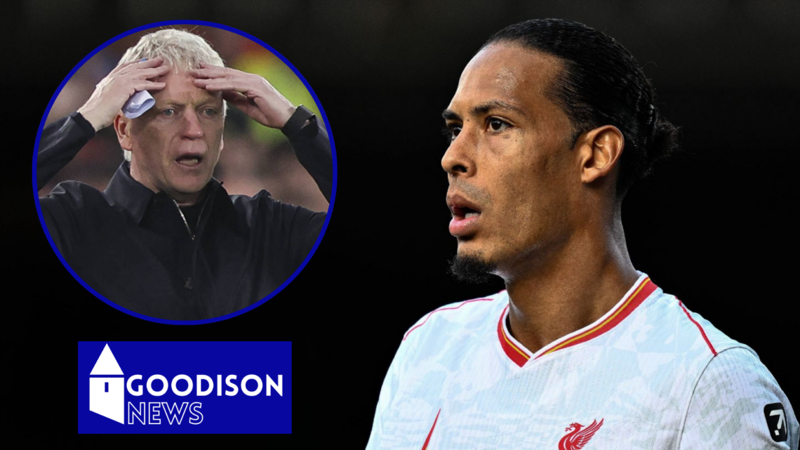 Picture of Everton boss David Moyes and Virgil van Dijk.