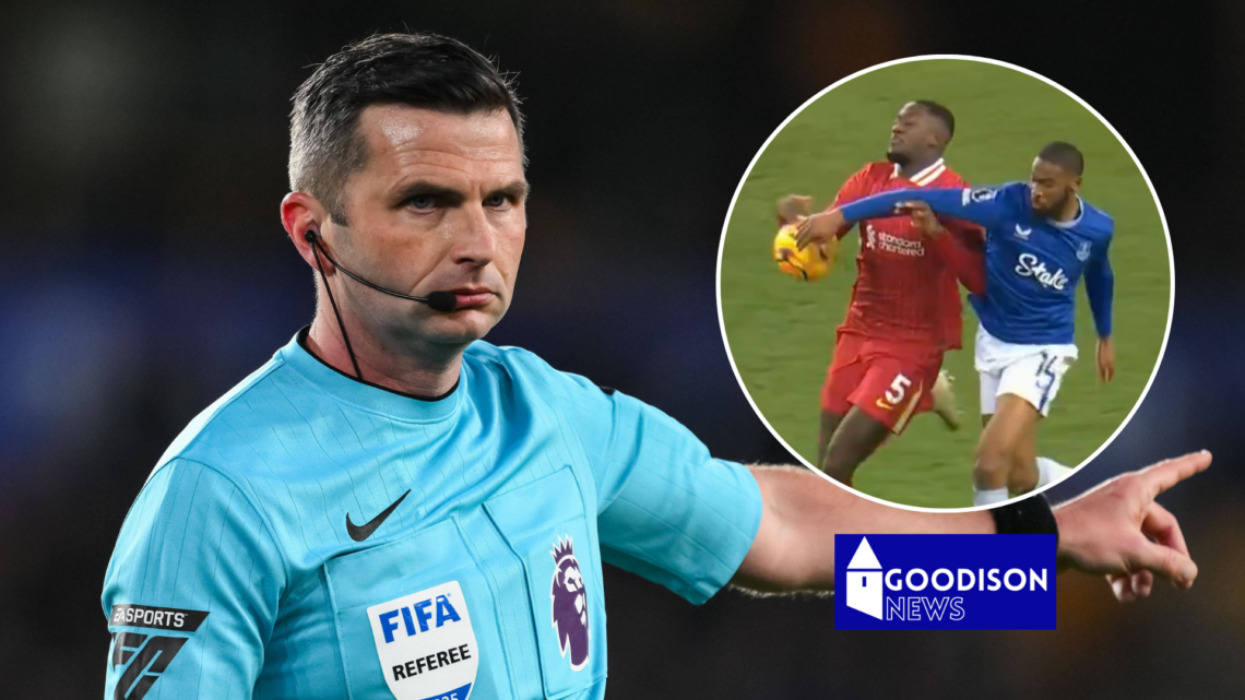 Michael Oliver in Everton v Liverpool