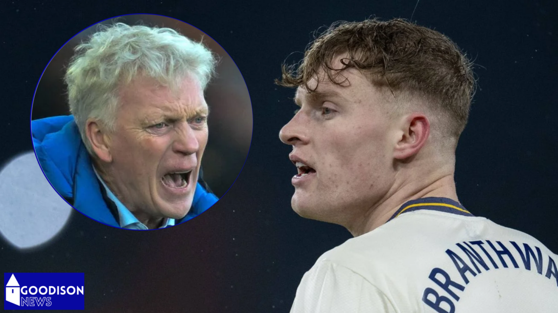 Everton defender Jarrad Branthwaite and David Moyes