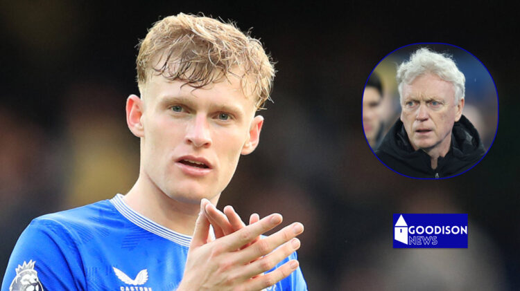 Jarrad Branthwaite and David Moyes at Everton.