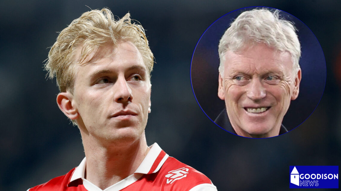 Everton manager David Moyes and Monaco striker Mika Biereth