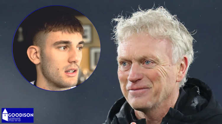 Everton manager David Moyes and Udinese striker Lorenzo Lucca