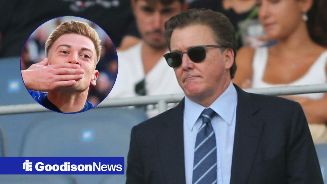 Everton owner Dan Friedkin and Ipswich Town striker Liam Delap