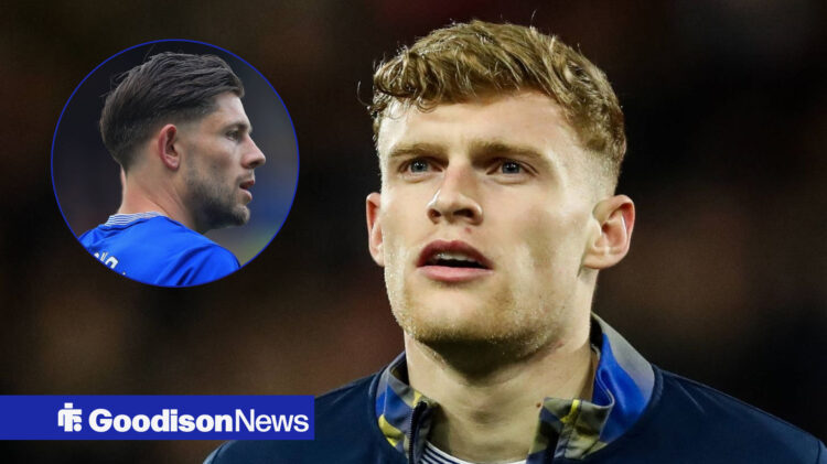 Everton defenders Jarrad Branthwaite and James Tarkowski.