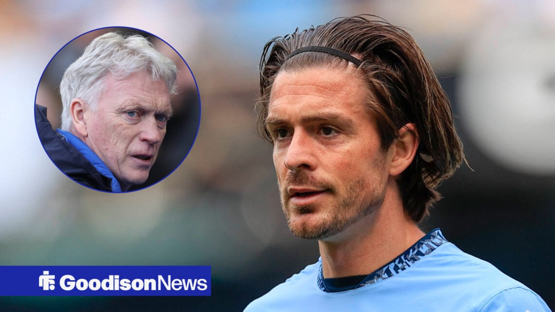 Everton manager David Moyes and Manchester City forwrad Jack Grealish