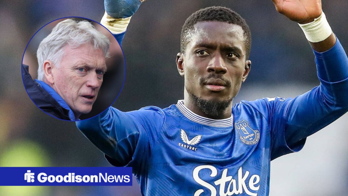 Everton manager David Moyes and Idrissa Gueye