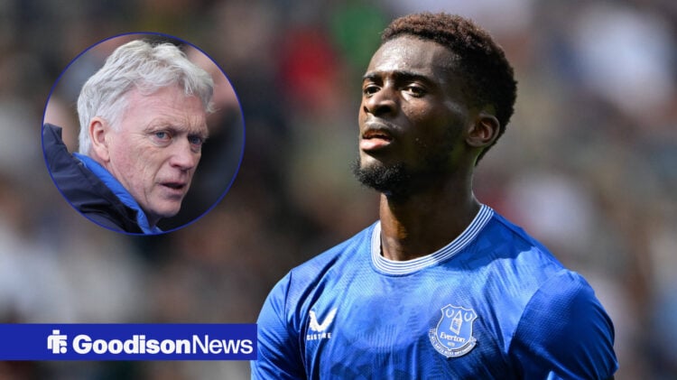 Everton midfielder Tim Iroegbunam and David Moyes