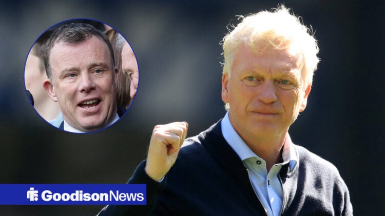 Everton manager David Moyes and Angus Kinnear