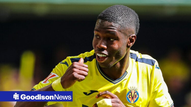 Everton target Thierno Barry in action.