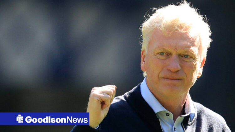 Everton manager David Moyes punches the air.