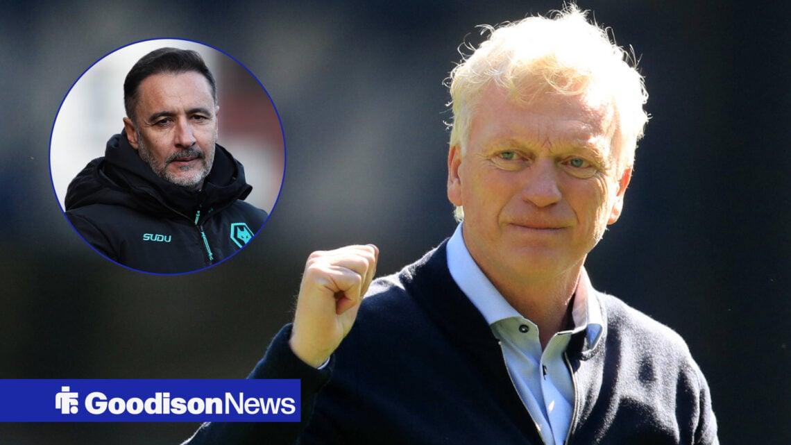 An image of David Moyes with Vitor Pereira in a circular inset.