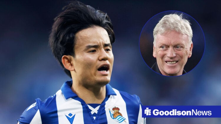 Everton manager David Moyes and Real Sociedad forward Takefusa Kubo