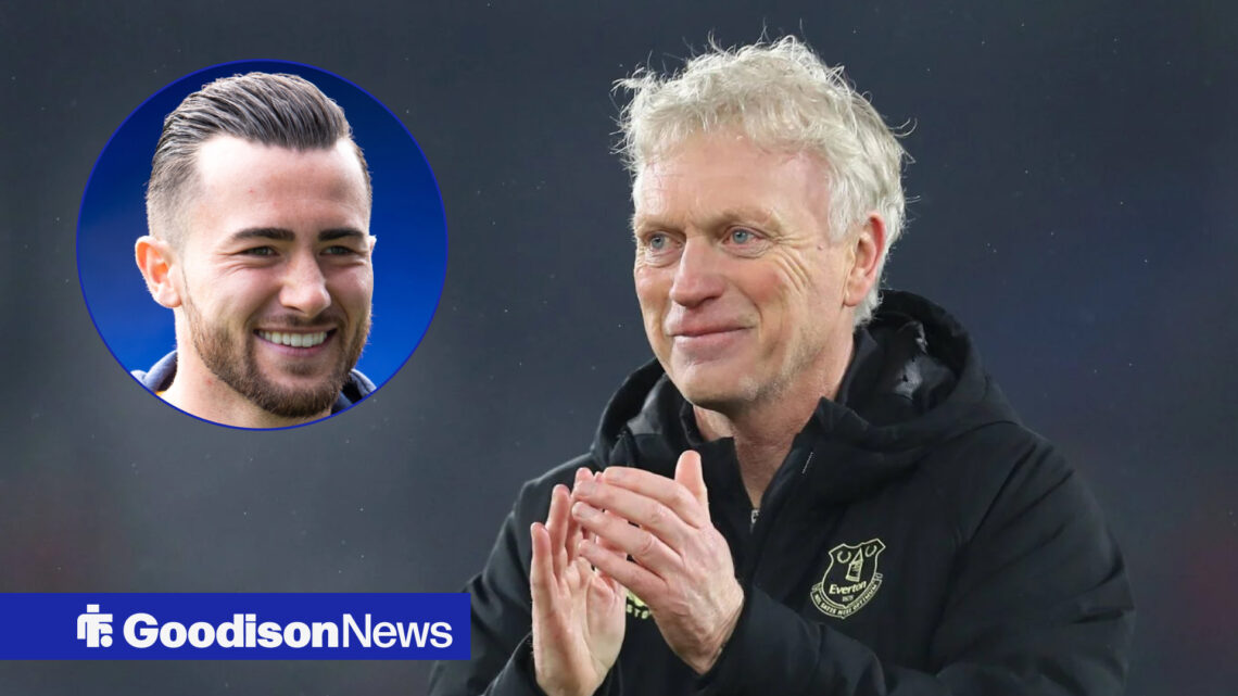 Everton manager David Moyes and Leeds United forward Jack Harrison