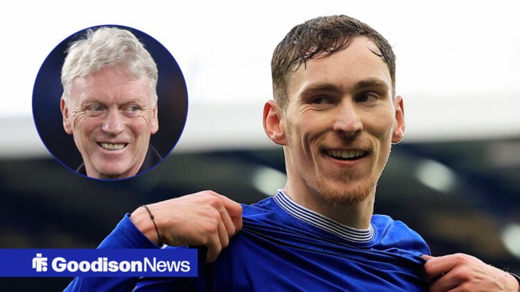 Everton midfielder James Garner and David Moyes