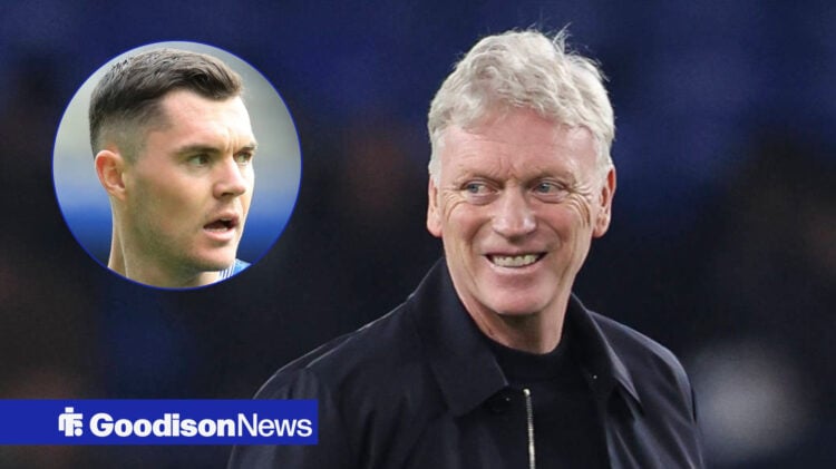 Everton manager David Moyes and Michael Keane