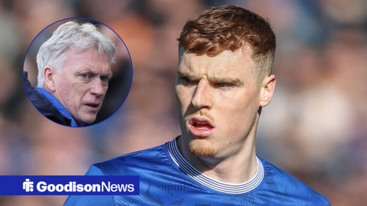 Everton defender Jake O'Brien and David Moyes