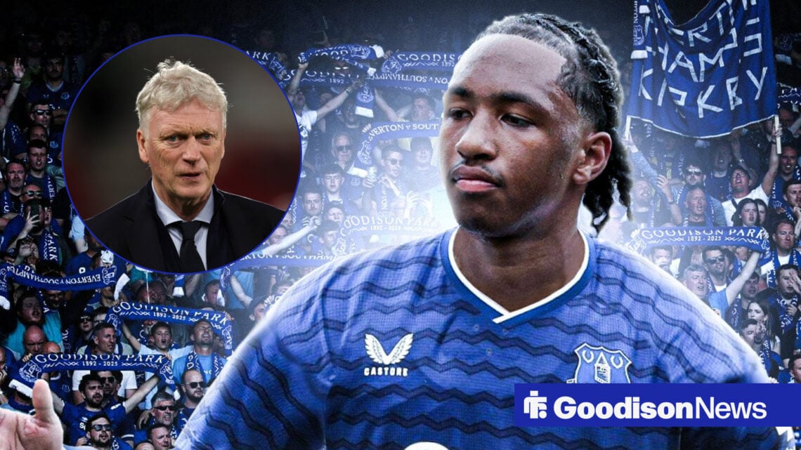 Everton target Malick Fofana and manager David Moyes in a circular inset.