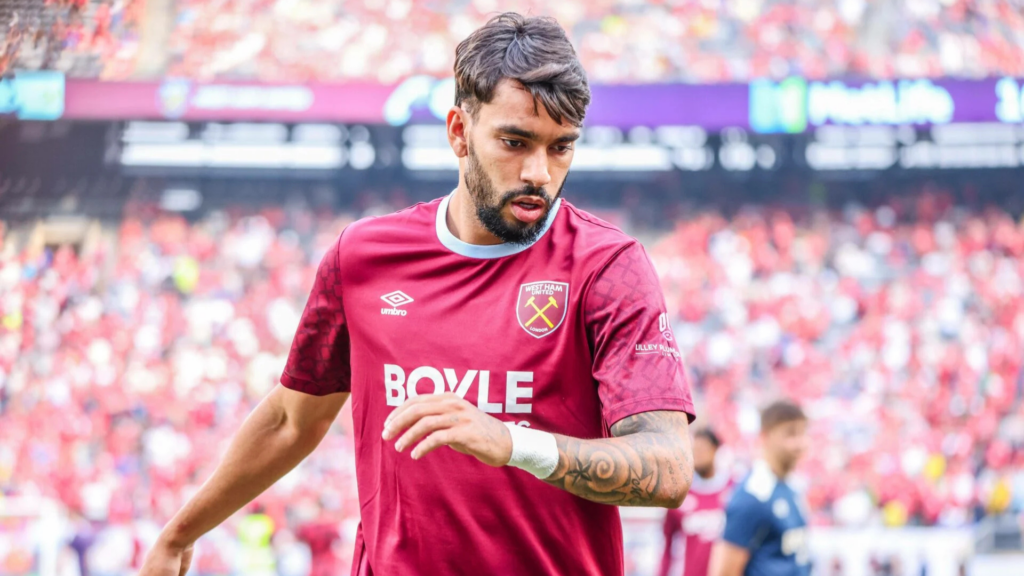 Lucas Paqueta playing for West Ham
