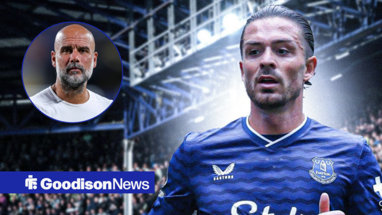 Jack Grealish at Everton, Peg Guardiola in circular frame
