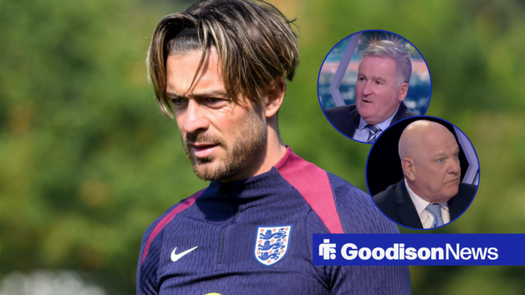 Jack Grealish with Richard Keys and Andy Gray as insets.