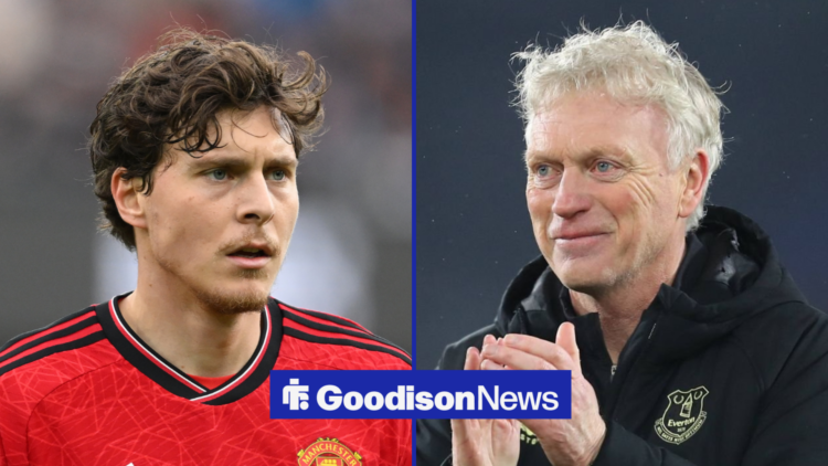 Victor Lindelof looks to his left, while David Moyes claps