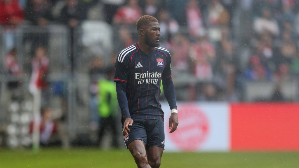 Everton target Ainsley Maitland-Niles in action for Lyon.