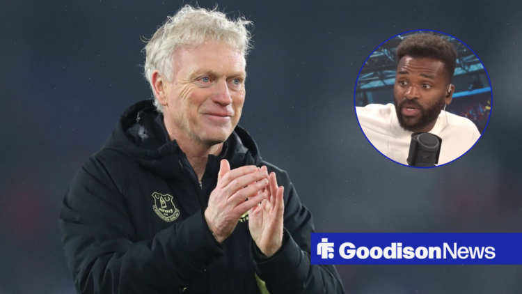 Everton manager David Moyes, Darren Bent in inset.