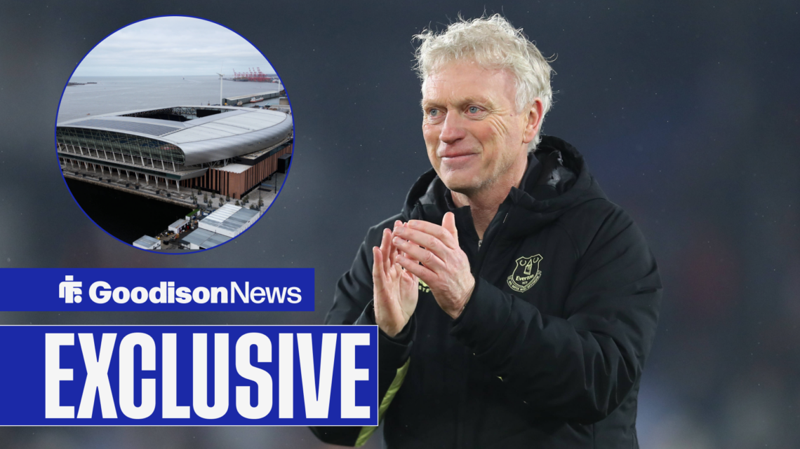 Everton manager David Moyes applauds the Hill Dickinson Stadium.