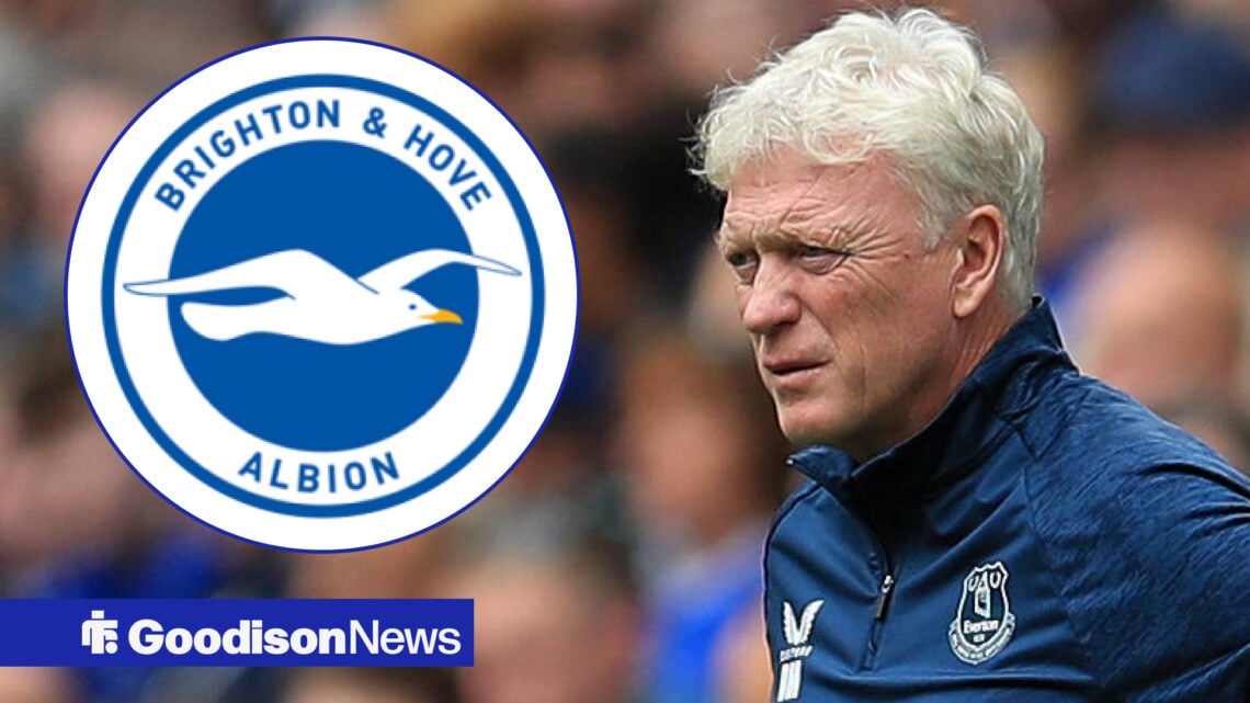 David Moyes looking at the Brighton badge