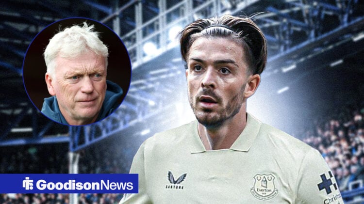 Everton forward Jack Grealish and David Moyes in circular inset
