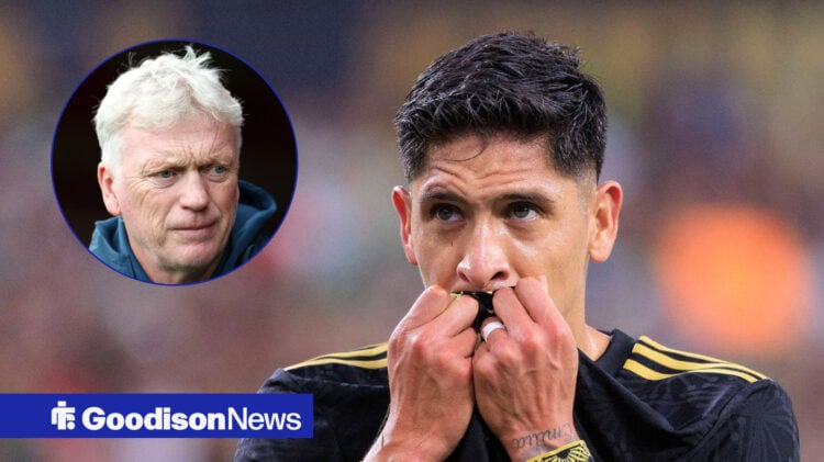 Everton manager in circular inset and West Ham United midfielder Edson Alvarez
