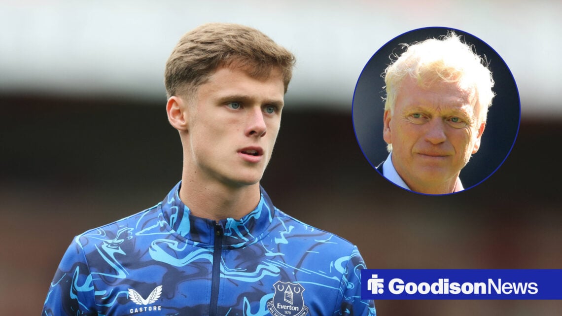 Everton midfielder Harrison Armstrong and David Moyes in circular inset