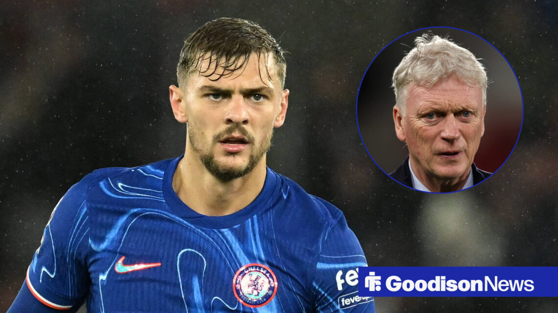 Everton manager David Moyes and Chelsea midfielder Kiernan Dewsbury-Hall