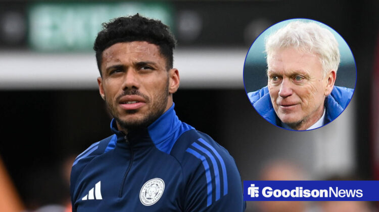 Everton manager David Moyes and Leicester City defender James Justin