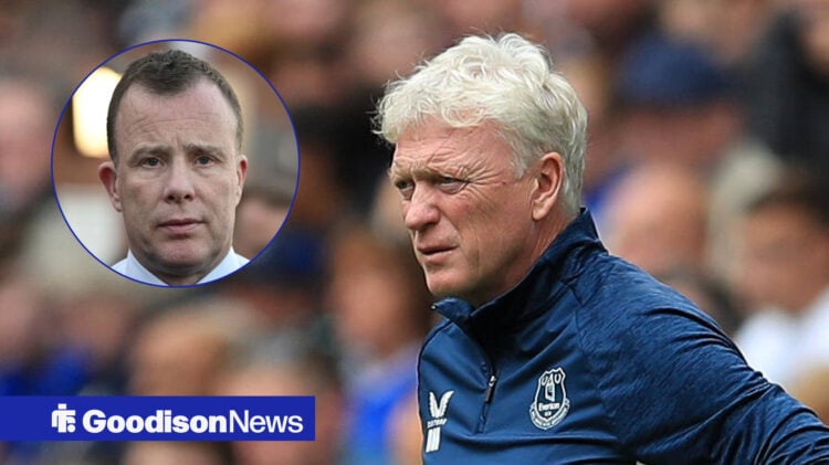 Everton manager David Moyes and Angus Kinnear in circular inset