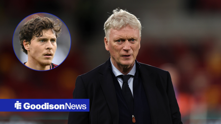 Everton manager David Moyes and Victor Lindelof in circular inset
