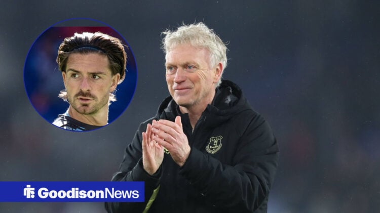 An image of Everton manager David Moyes with Jack Grealish in a circular inset.