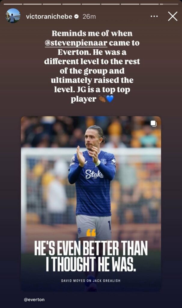 Former Everton striker Victor Anichebe's Instagram post